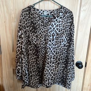 2x croft, and borrow animal print long sleeve blouse